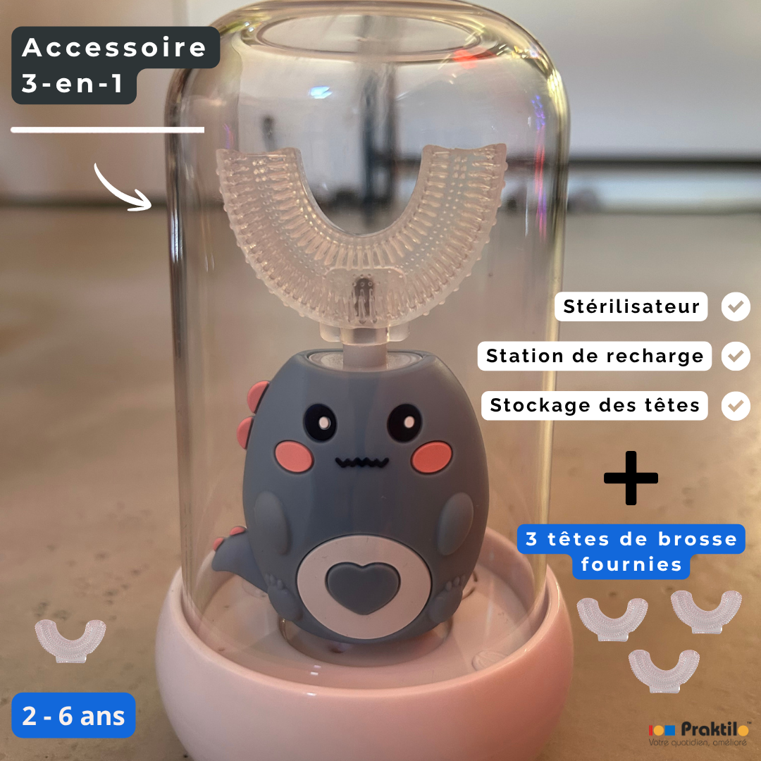 🛡️ Station 3-en-1 : Charge, Range et Stérilise pour Brosse à Dents Électrique 360°