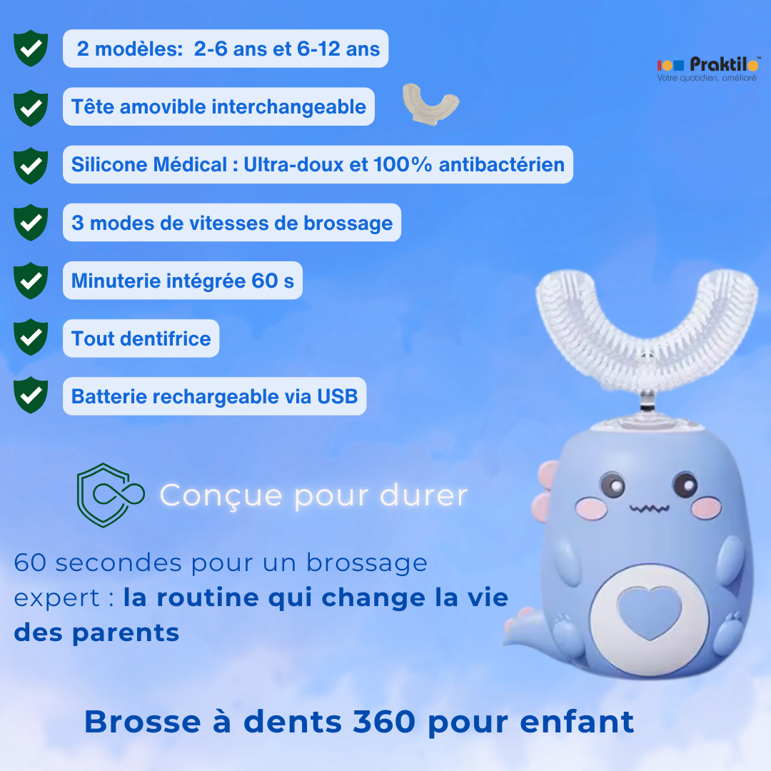 Brosse à Dents Électrique 360° : La Révolution 2-12 ans