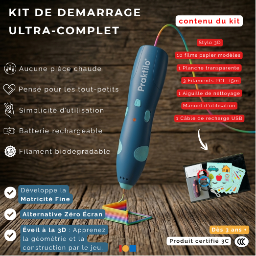 Kit de démarrage Stylo 3D  "Génération Éveil" – L’imagination en relief, la sécurité en plus