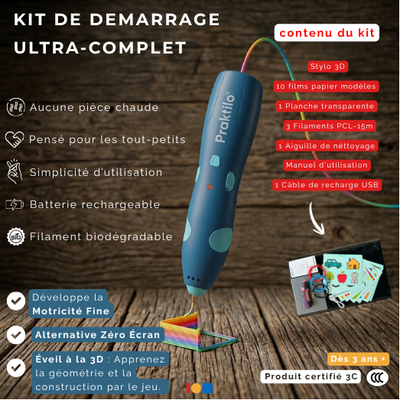 Kit de démarrage Stylo 3D  "Génération Éveil" – L’imagination en relief, la sécurité en plus