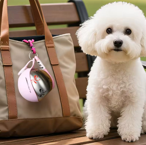 Pack duo:  2 Gourdes Sphères Nomade 2-en-1 - Pour chien et chat - En Acier Inoxydable 304 Silicone Alimentaire - 285 mL