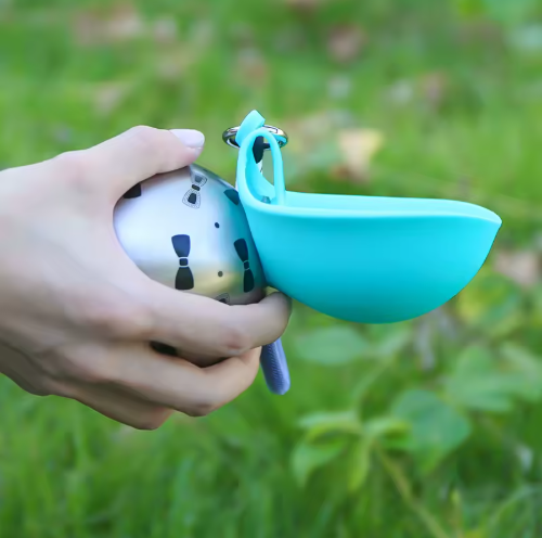 Gourde Sphère Nomade 2-en-1 - Pour chien et chat - En Acier Inoxydable 304 Silicone Alimentaire - 285 mL